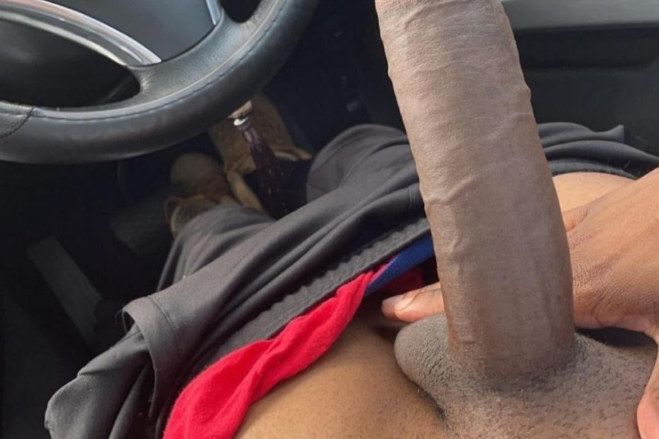 Black cock in the car