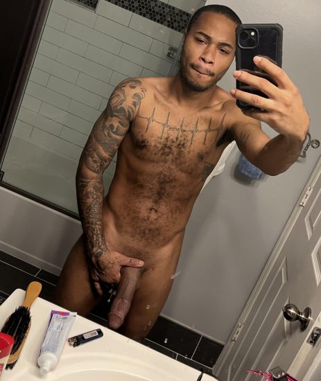 Black cock in the mirror