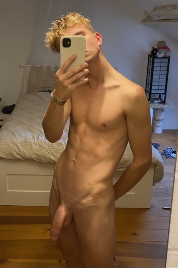 Blonde boy with a big penis