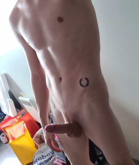 Fit boy with a shaved cock