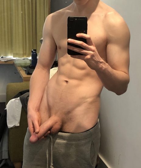 Fit boy with a shaved cock