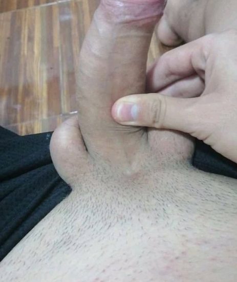 Hard penis with shaved pubes