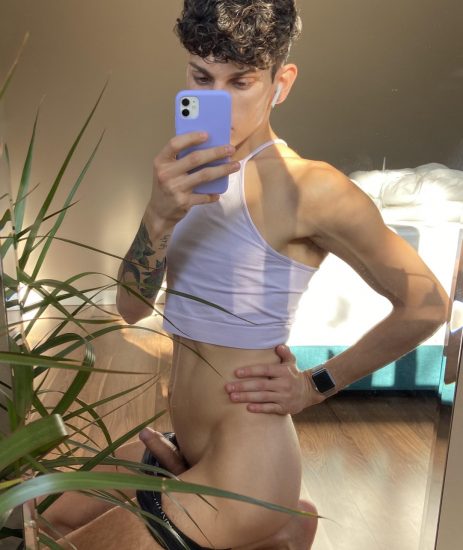 Mirror boy with his penis out
