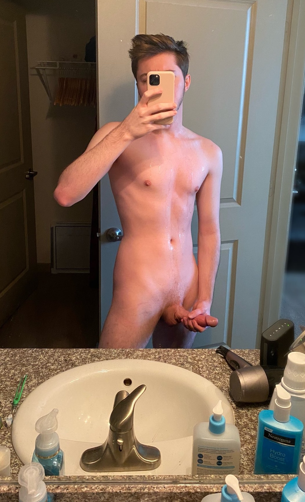 Nude guy jerking off