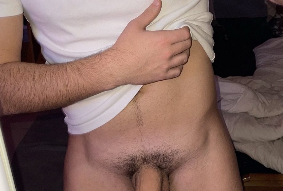 Pants down and big cock out