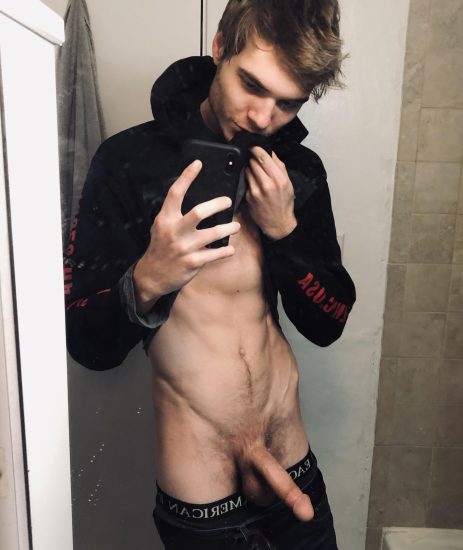 Selfie boy with a long dick