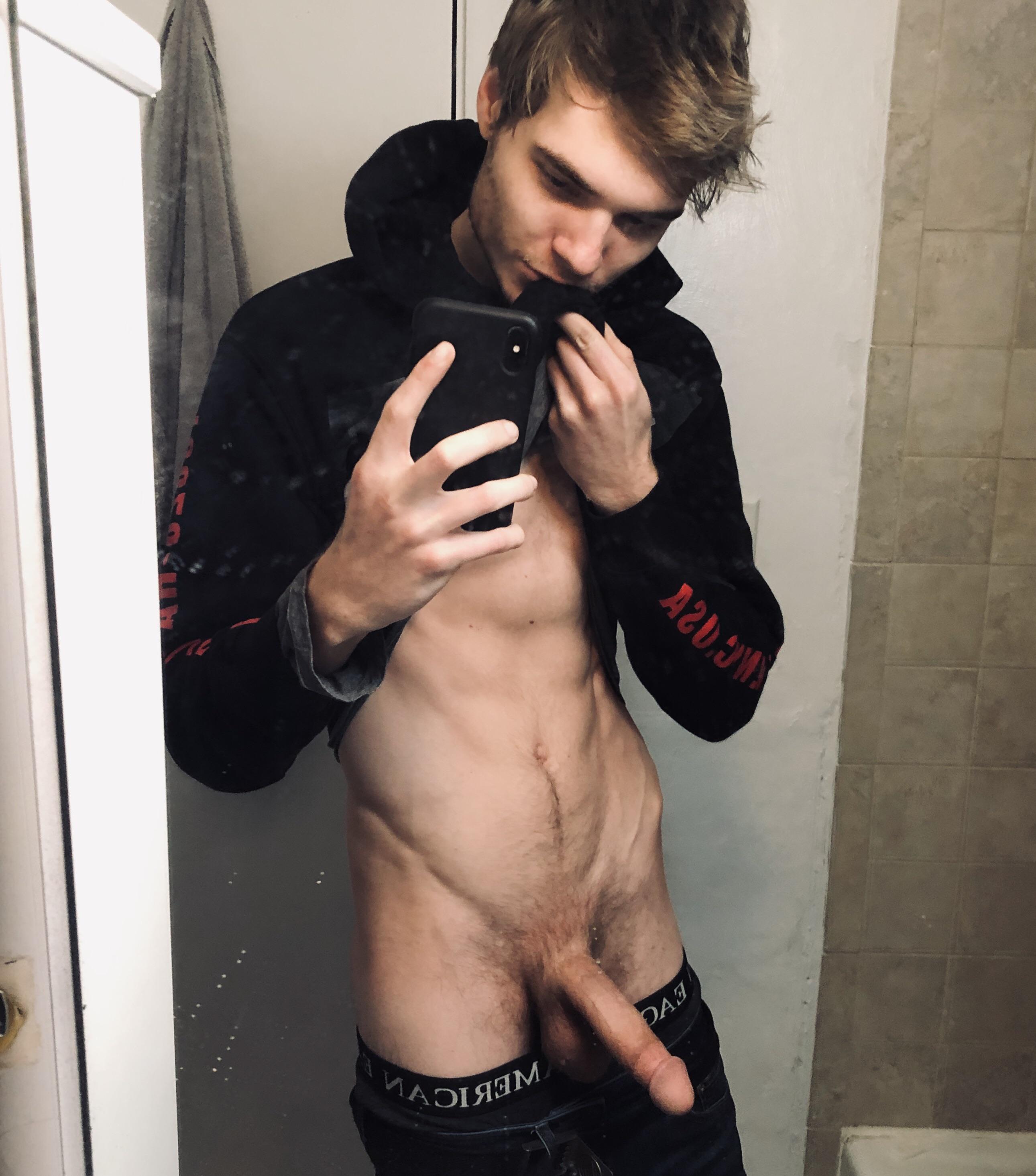 Selfie boy with a long dick