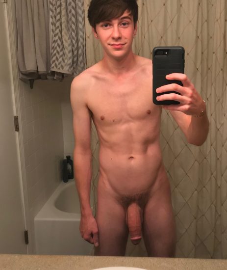 Selfie boy with a thick cock