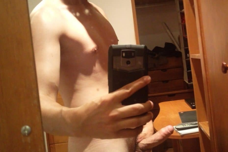 Selfie boy with hard penis