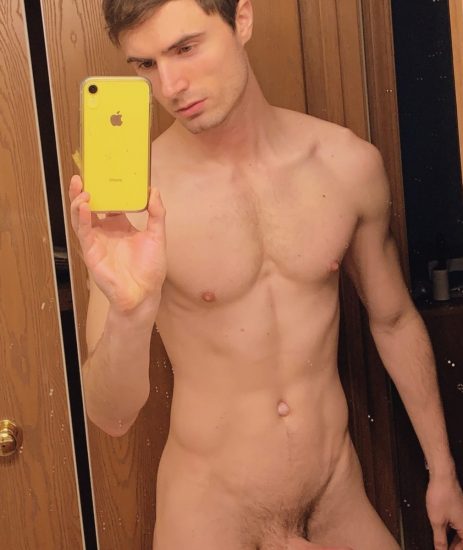 Sexy guy taking a nude selfie