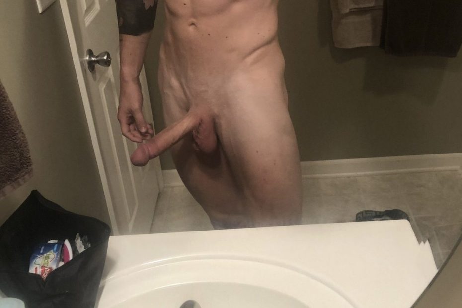 Shaved long hard cut cock