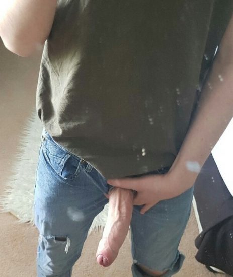 Veiny cock out of jeans